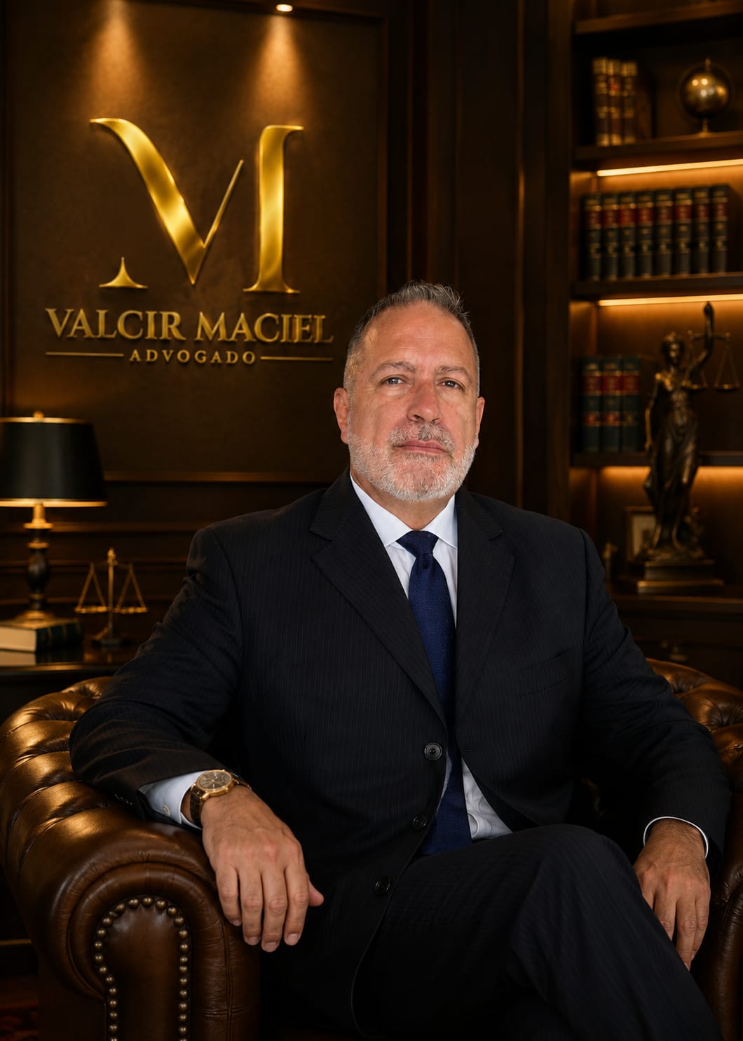 Retrato oficial de Valcir Galdino Maciel em seu escritório de advocacia
